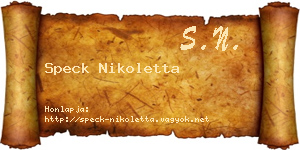 Speck Nikoletta névjegykártya